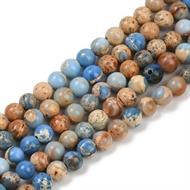 1 streng 4 mm. naturlig Regalite/Imperial Jasper streng. Blå/brun